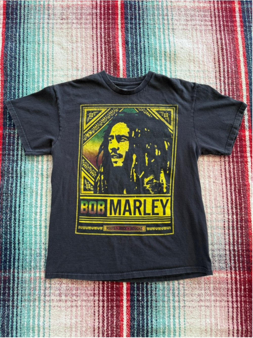 Vintage Bob Marley Black Yellow Short Sleeve Tee L